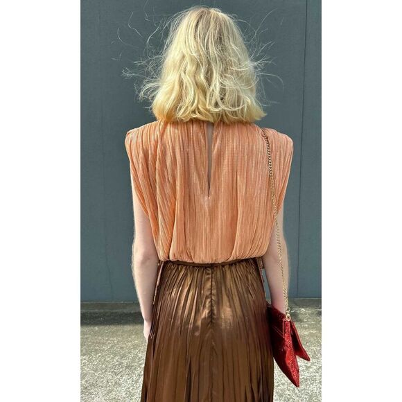 NEW Sabina Musayev North Top in Peach Shimmer Metallic Free People size small - Picture 4 of 12